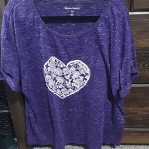 Woman Within Purple Top with Heart Design 1x 22/24